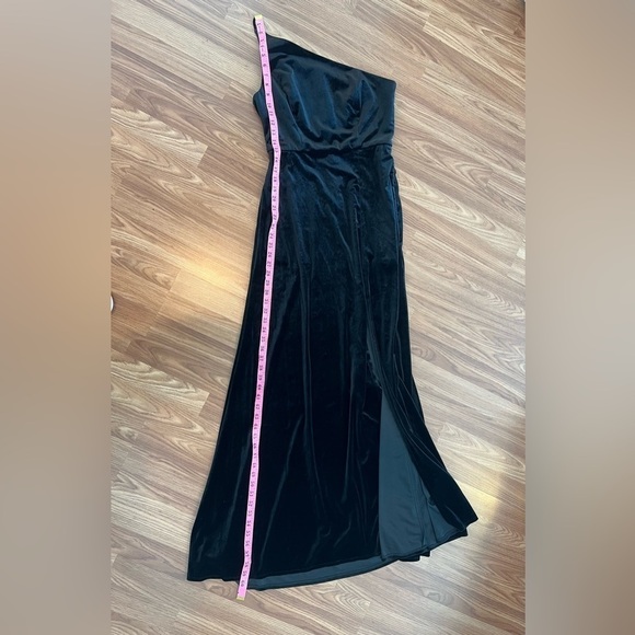 AFTER SIX 1556 ONE-SHOULDER VELVET MAXI DRESS POCKETS BLACK NWT - Picture 8 of 16